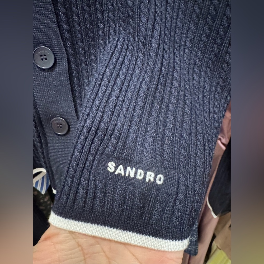 Sandro CROPPED POLO COLLAR CARDIGAN/ Size 0 - Picture 11 of 13